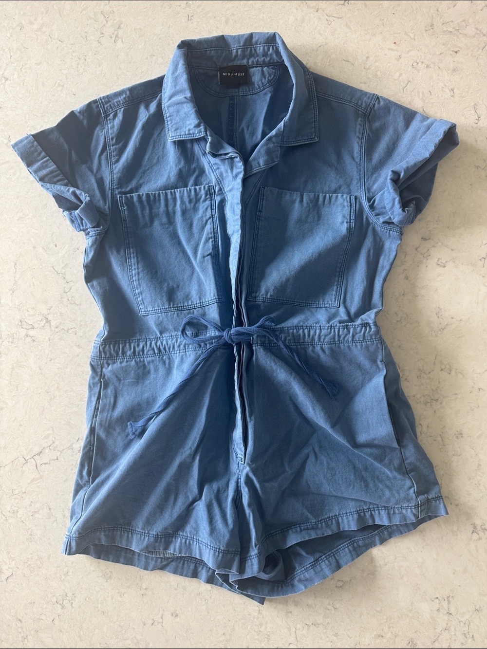 Miou Muse Blue Denim Shorts Romper size S